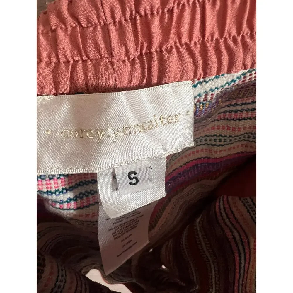 Anthropologie Corey Lynn Calter Striped Woven Shorts Small Boho Fringe Colorful
